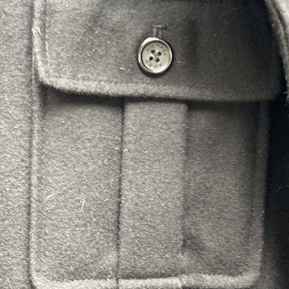 Michael Kors Pea coat Mens Large Black Wool Blend Button Up Utility Overcoat - Picture 4 of 9